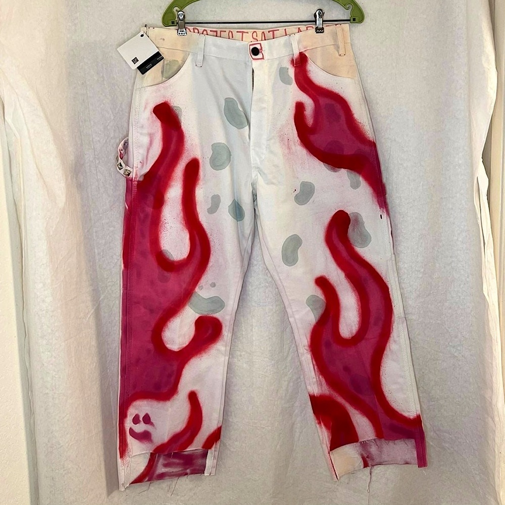 NWOT Dickies Carpenter Pants Unique Painted Pants Artsy Distressed Hem